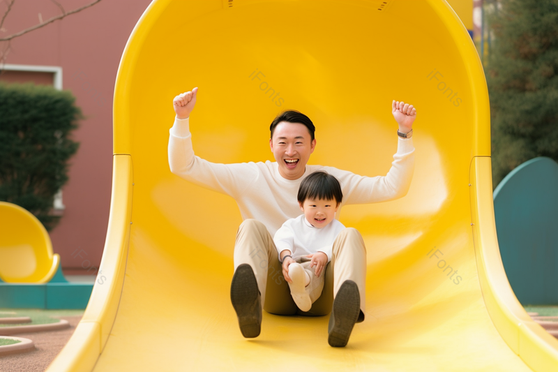 父子游乐园嬉戏幸福童年美好时光,高清,摄影图,摄影图片,图片大全,摄影图免费下载